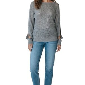 All Saints Gray Slit Sleeve Sweater